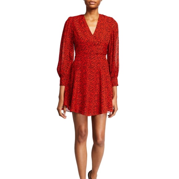 NWT Alice + Olivia Polly Strong Shoulder V Neck Dress Size 14 - Picture 2 of 16